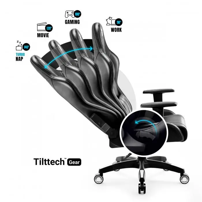 Fotel Diablo Chairs X-One 2.0 King Size Gamingowy do 160kg Skóra ECO Tkanina Czarno-biały