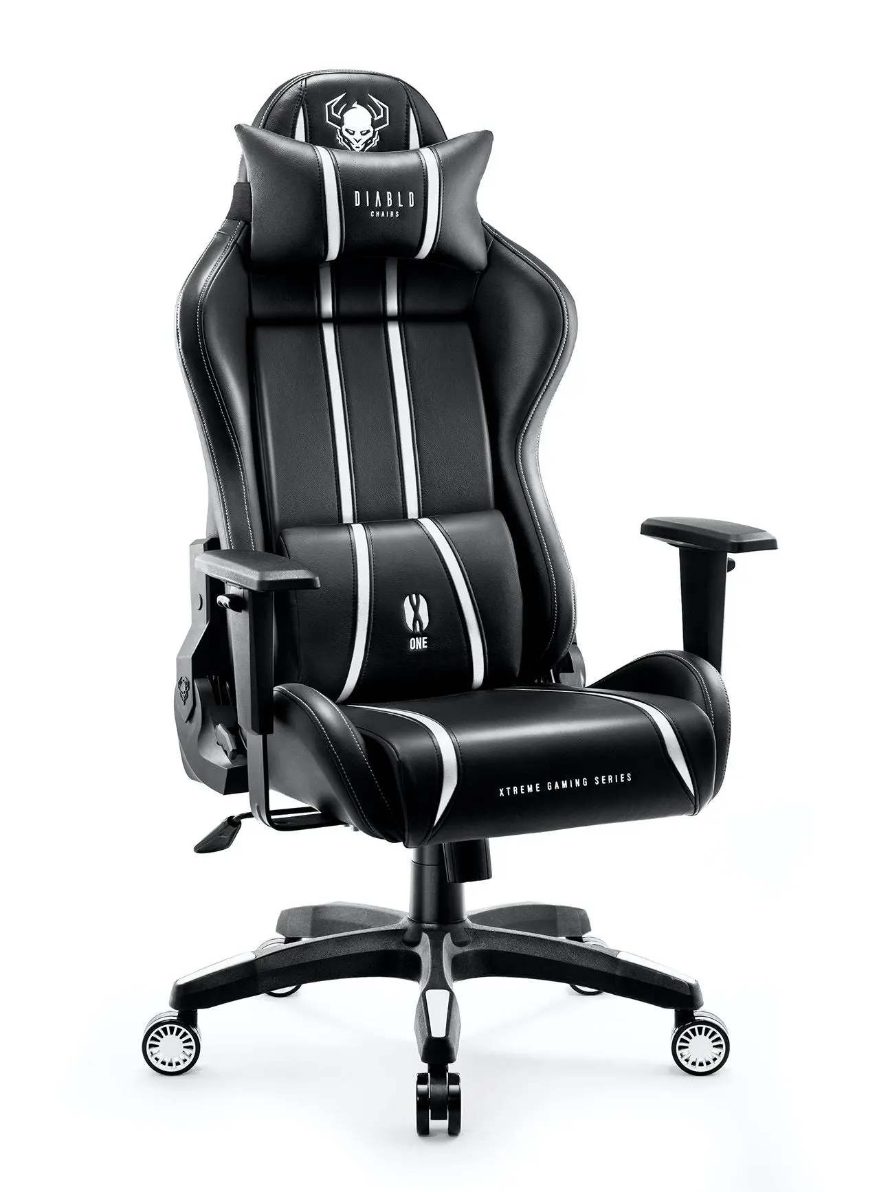 Fotel Diablo Chairs X-One 2.0 King Size Gamingowy do 160kg Skóra ECO Tkanina Czarno-biały