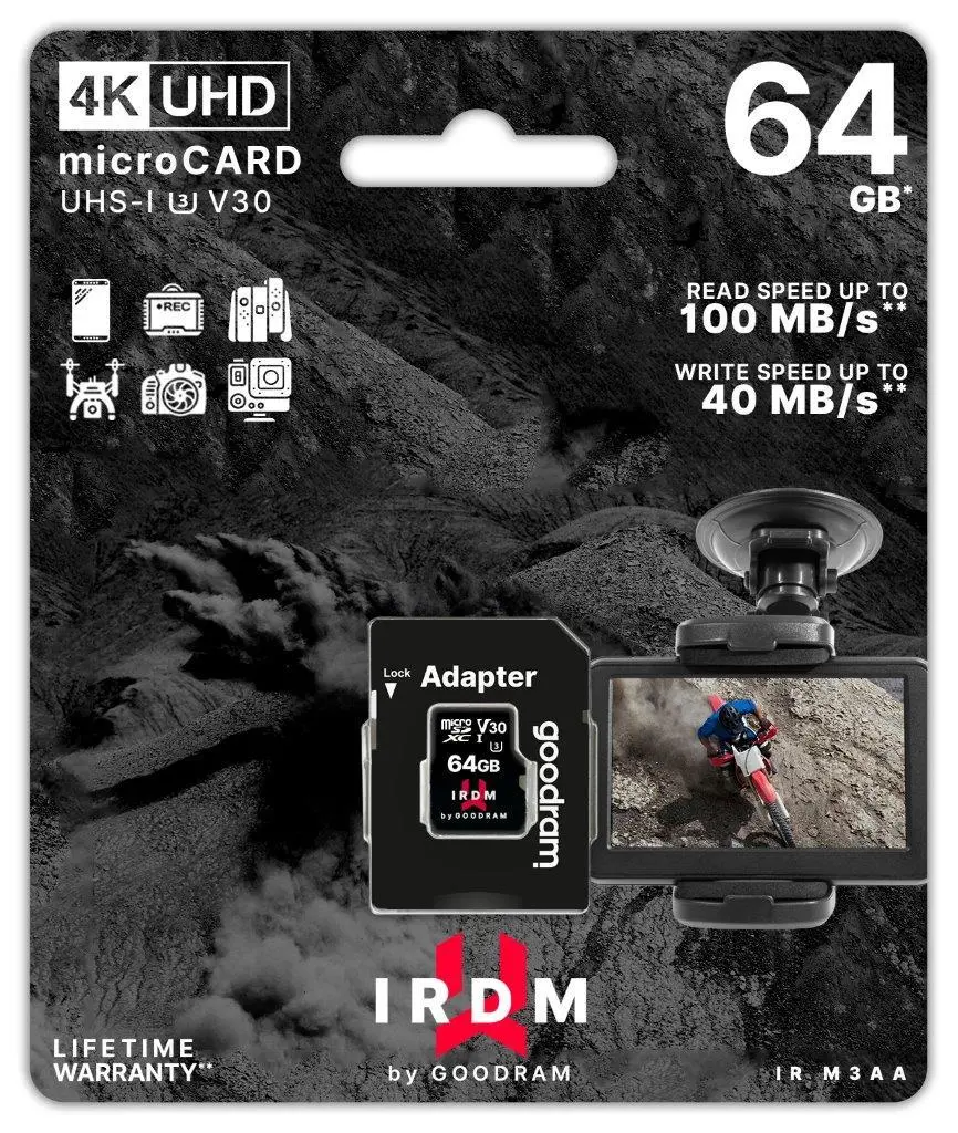 Karta pamięci GoodRam IRDM microSDXC 64GB UHS I U3 100/40MB/s V30