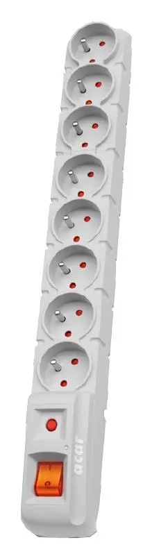 Listwa Acar S8 8 gniazd 3m Szary