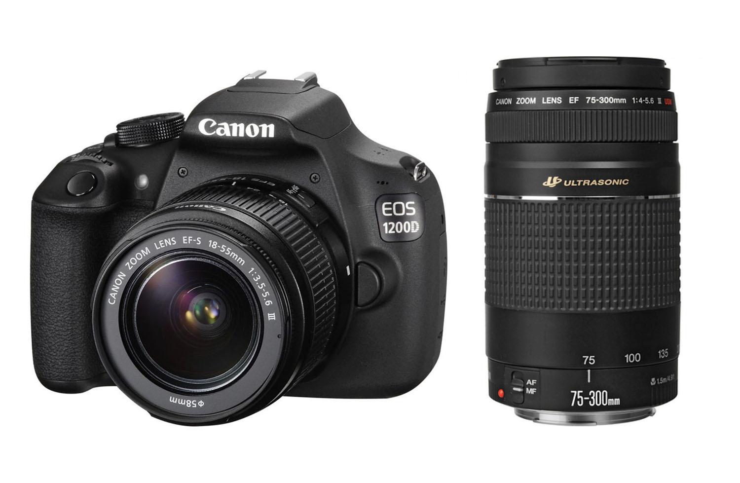 Lustrzanka Canon EOS 1200D + 18 - 55 mm DC III + 75 - 300 mm DC III