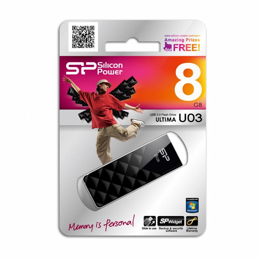 PenDrive Silicon Power Ultima U03 8GB USB 2.0 (czarny)