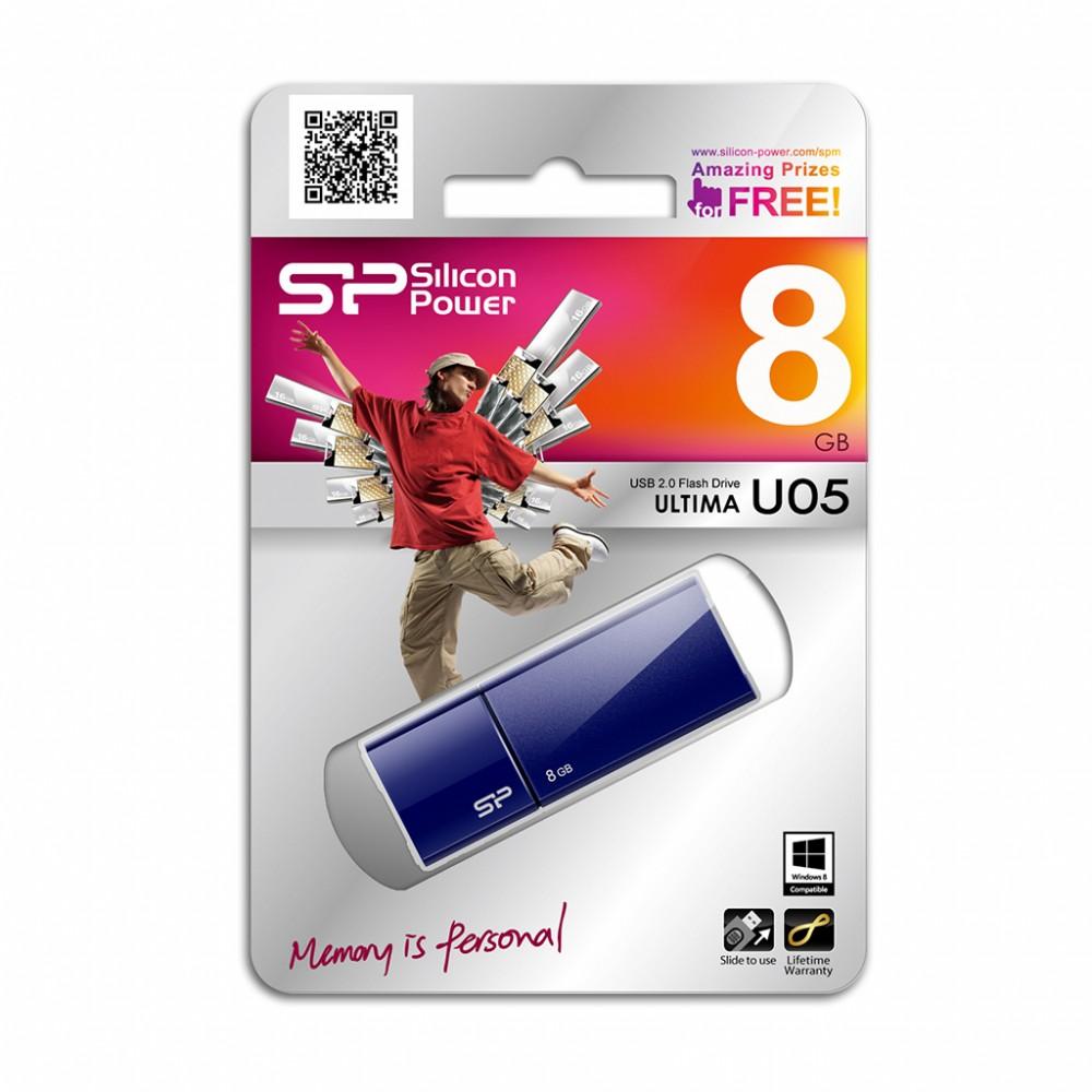 PenDrive Silicon Power Ultima U05 8GB USB 2.0 (niebieski)