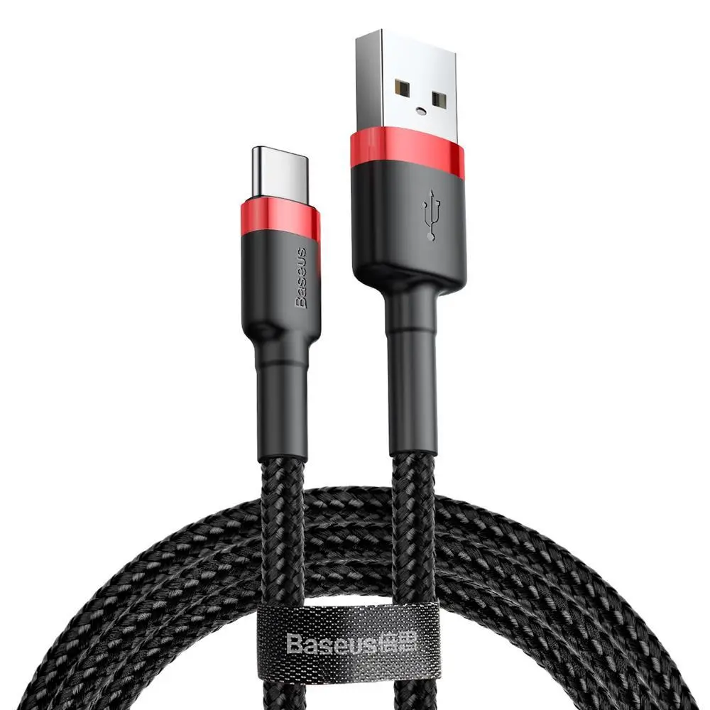 Kabel Baseus Cafule CATKLF-U91 USB do USB-C 3m 2A Czerwono-czarny