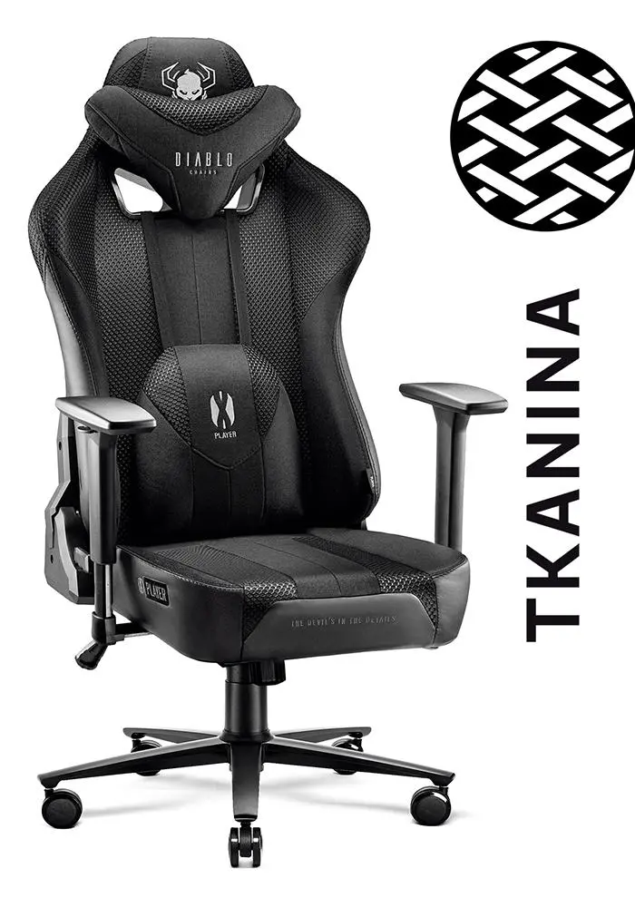 Fotel Diablo Chairs X-Player 2.0 Normal Size Gamingowy do 150kg Skóra ECO Tkanina Czarny