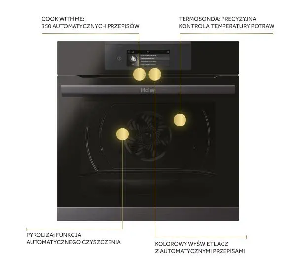 Piekarnik elektryczny Haier I-Touch 4 HWO60SM5T9BH Termoobieg Termosonda Czarny