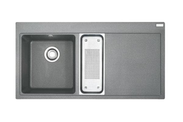 Zlewozmywak Franke Mythos MTG 651-100 - kamienny szary komora z lewej strony - granitowy - wpuszczany w blat - ociekacz