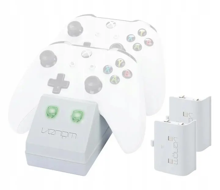 Ładowarka Venom VS2859 Podwójna stacja dokująca do padów Xbox One + 2 akumulatory Biały