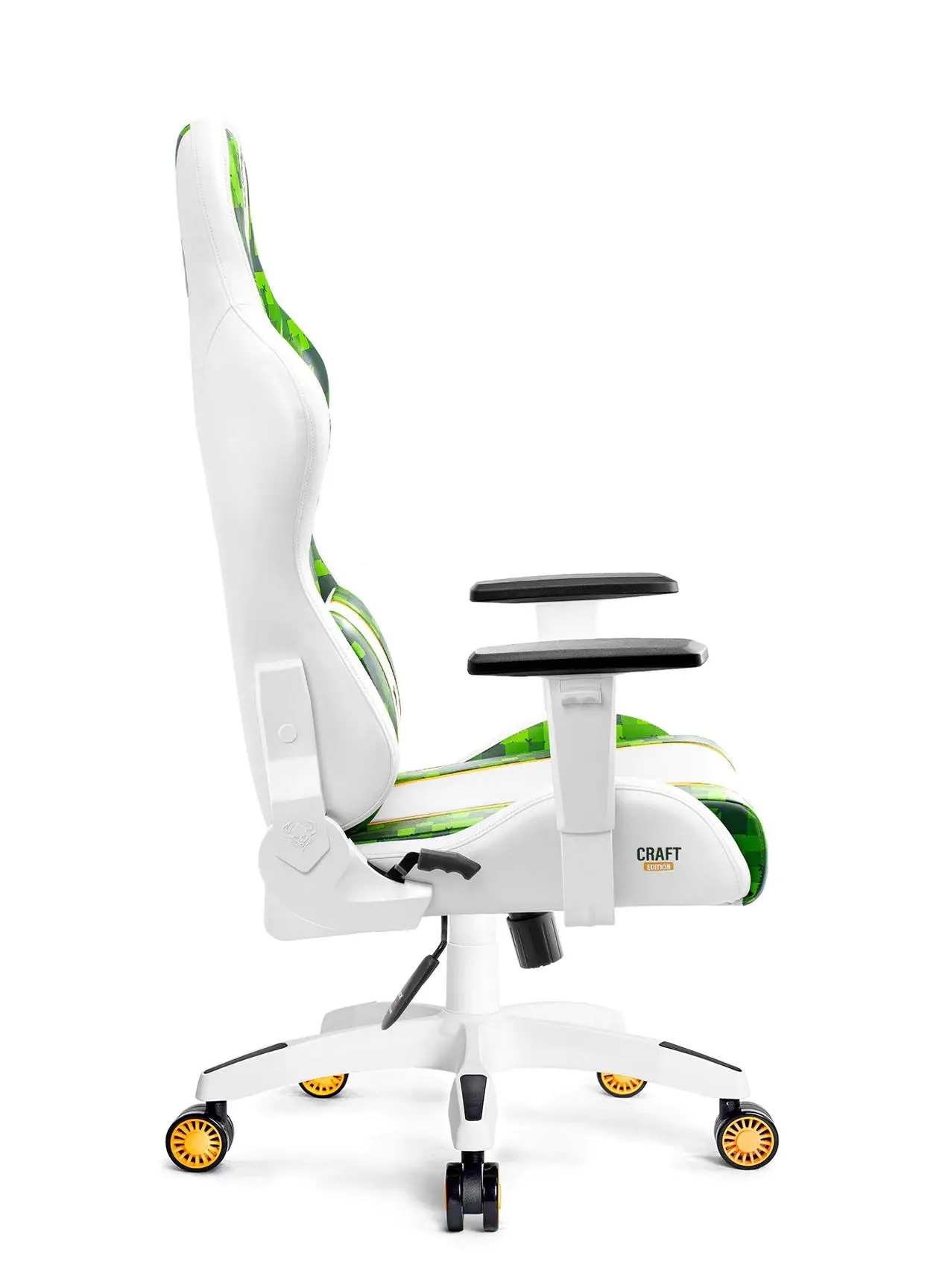 Fotel Diablo Chairs X-One 2.0 Craft Normal Size Gamingowy do 160kg Skóra ECO Tkanina Biało-zielony