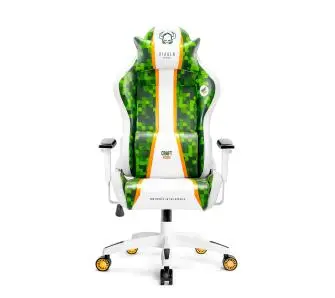 Fotel Diablo Chairs X-One 2.0 Craft Normal Size Gamingowy do 160kg Skóra ECO Tkanina Biało-zielony