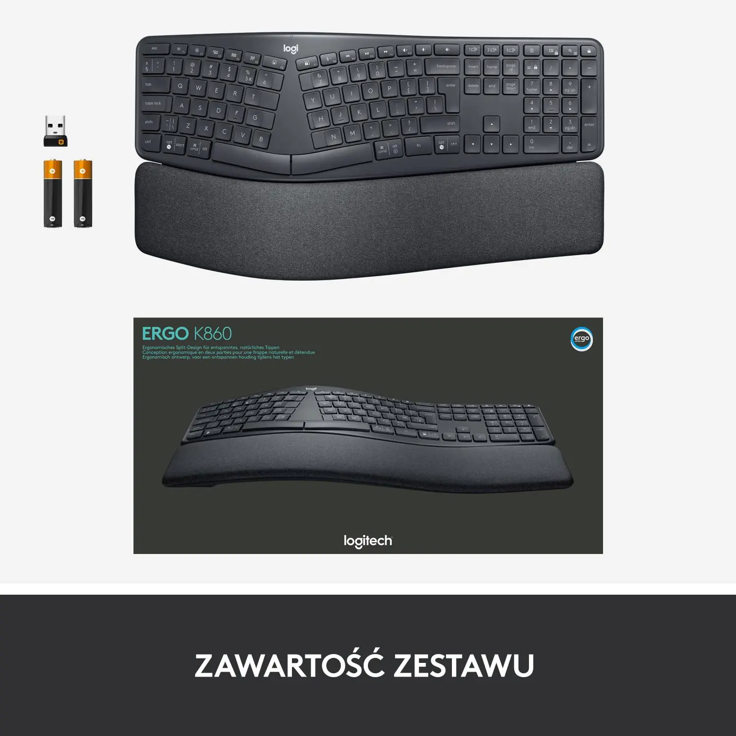 Klawiatura membranowa Logitech Ergo K860 Grafitowy