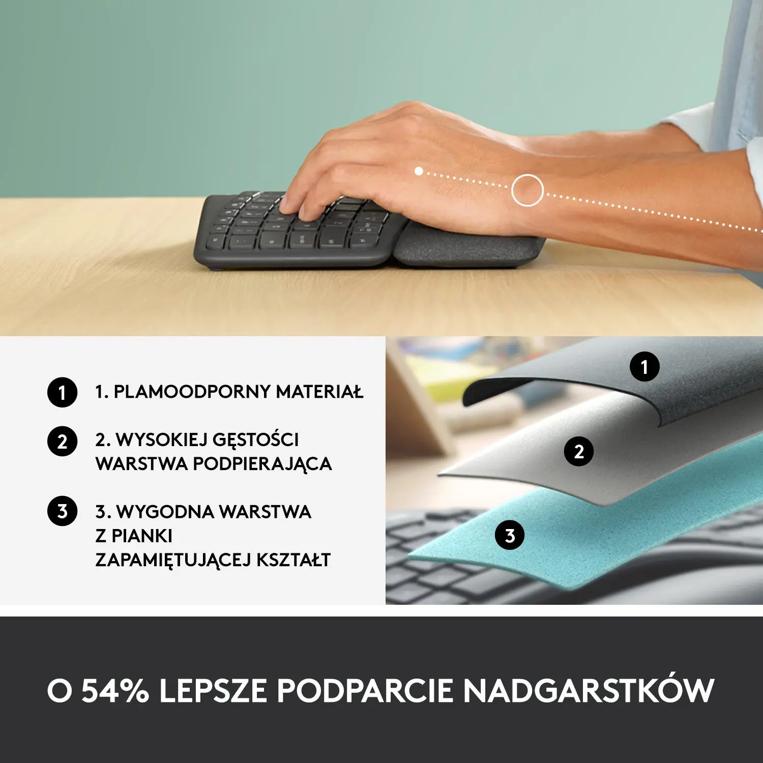 Klawiatura membranowa Logitech Ergo K860 Grafitowy