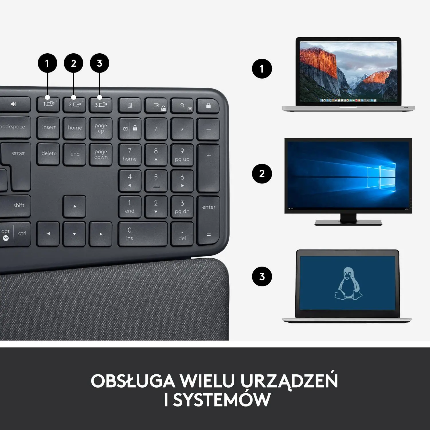 Klawiatura membranowa Logitech Ergo K860 Grafitowy