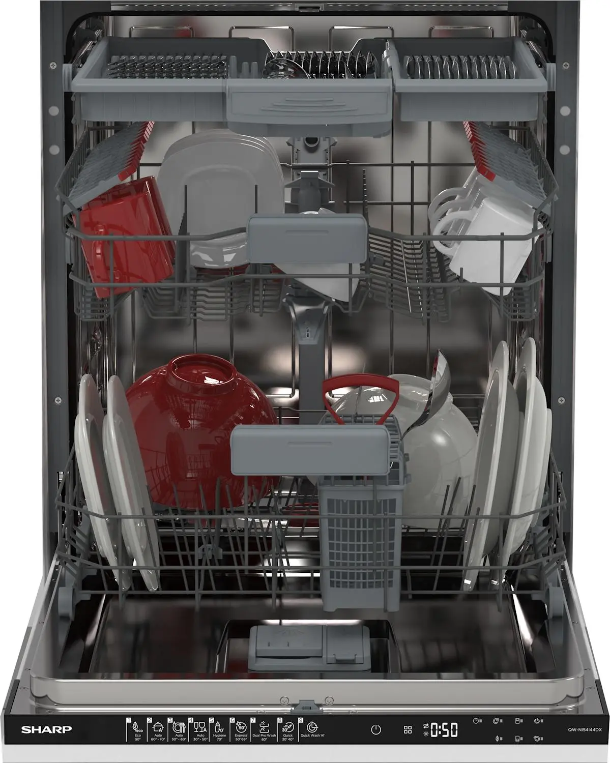 Zmywarka Sharp QW-NI54I44DX-DE 60cm Automatyczne otwieranie drzwi Szuflada na sztućce