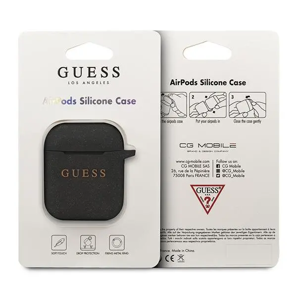 Etui na słuchawki Guess GUACCSILGLBK AirPods Czarny