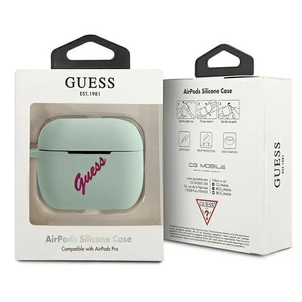 Etui na słuchawki Guess GUACAPLSVSBF Vintage AirPods Pro Niebieski/Fuksja