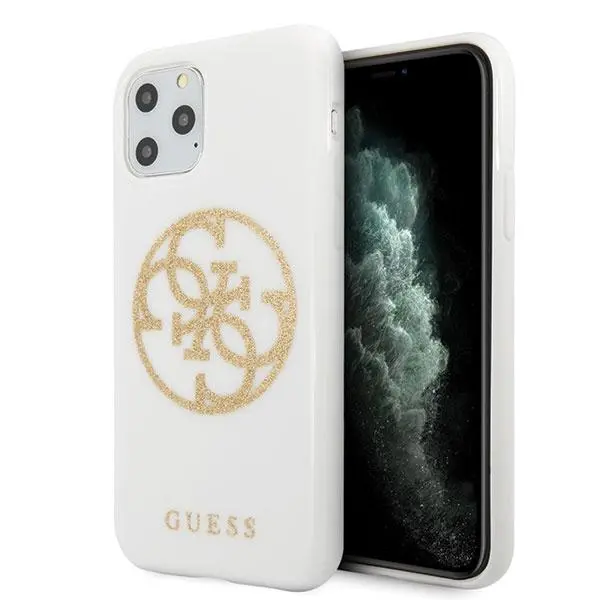Guess Glitter 4G Circle Logo GUHCN65TPUWHGLG do iPhone 11 Pro Max Biały
