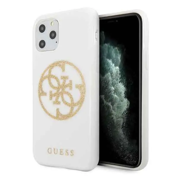 Etui Guess Glitter 4G Circle Logo GUHCN58TPUWHGLG do iPhone 11 Pro Biały