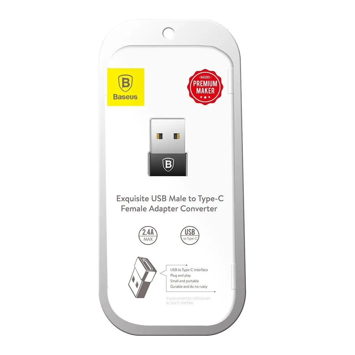 Adapter Baseus CATJQ-A01 Exquisite USB do USB-C 2,4A Czarny