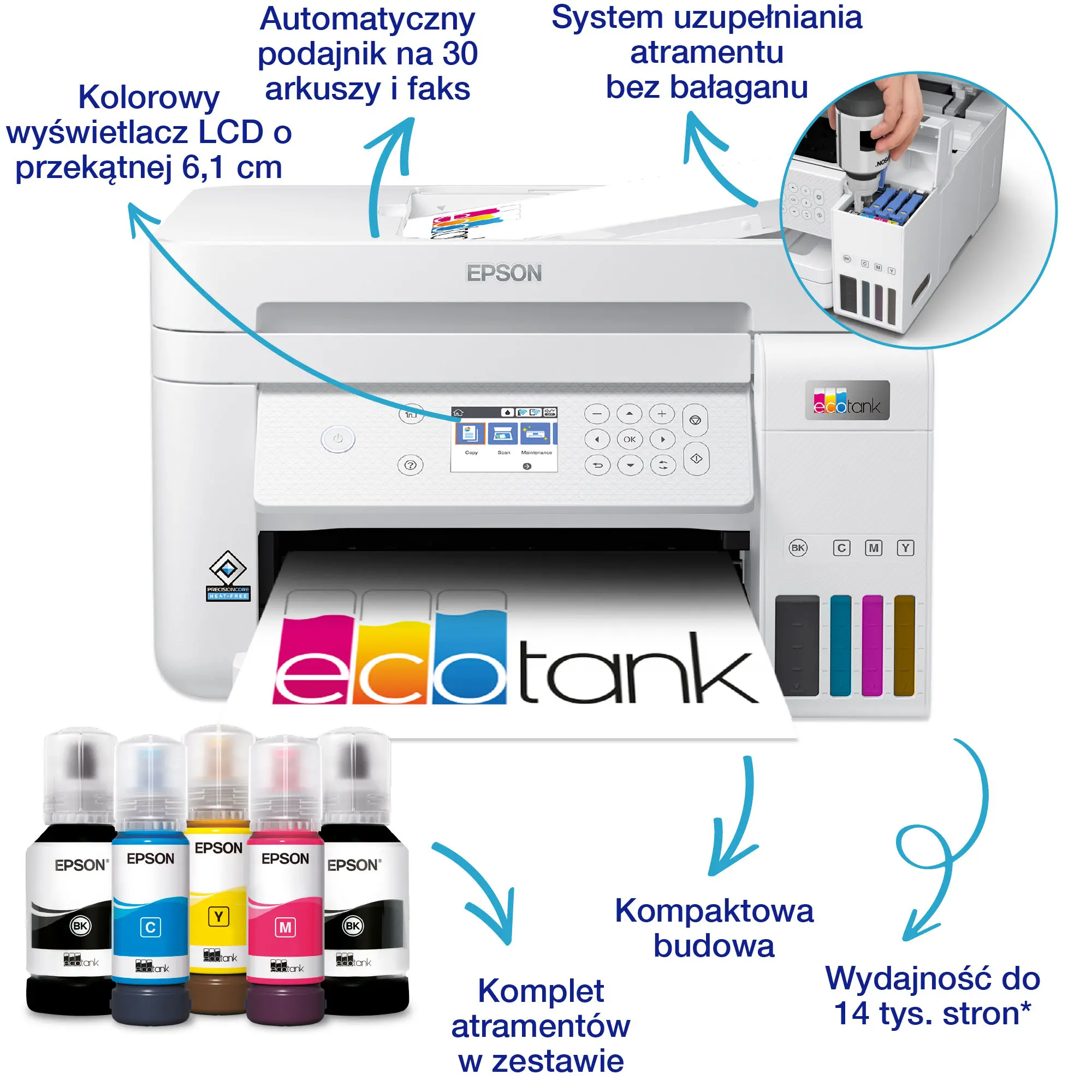 Urządzenie wielofunkcyjne Epson EcoTank L6276 WiFi Biały