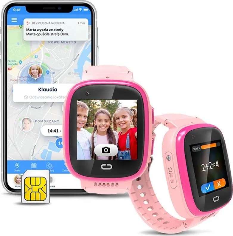 Smartwatch Locon Watch Video Różowy + Pakiet Bezpieczna Rodzina na 12 miesięcy