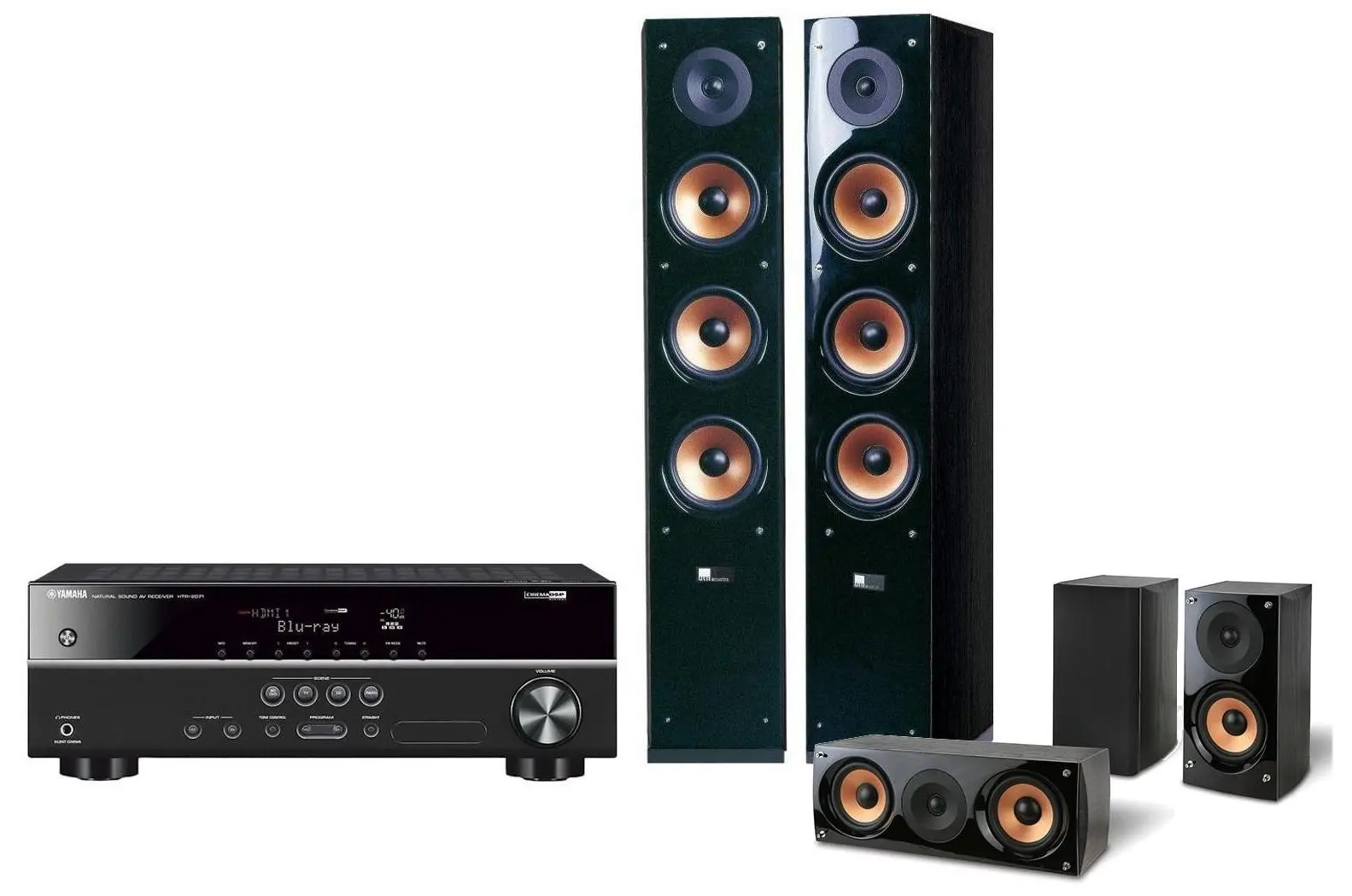 Zestaw kina Yamaha HTR-2071, Pure Acoustic NOVA 8 , NOVA 6 Czarny