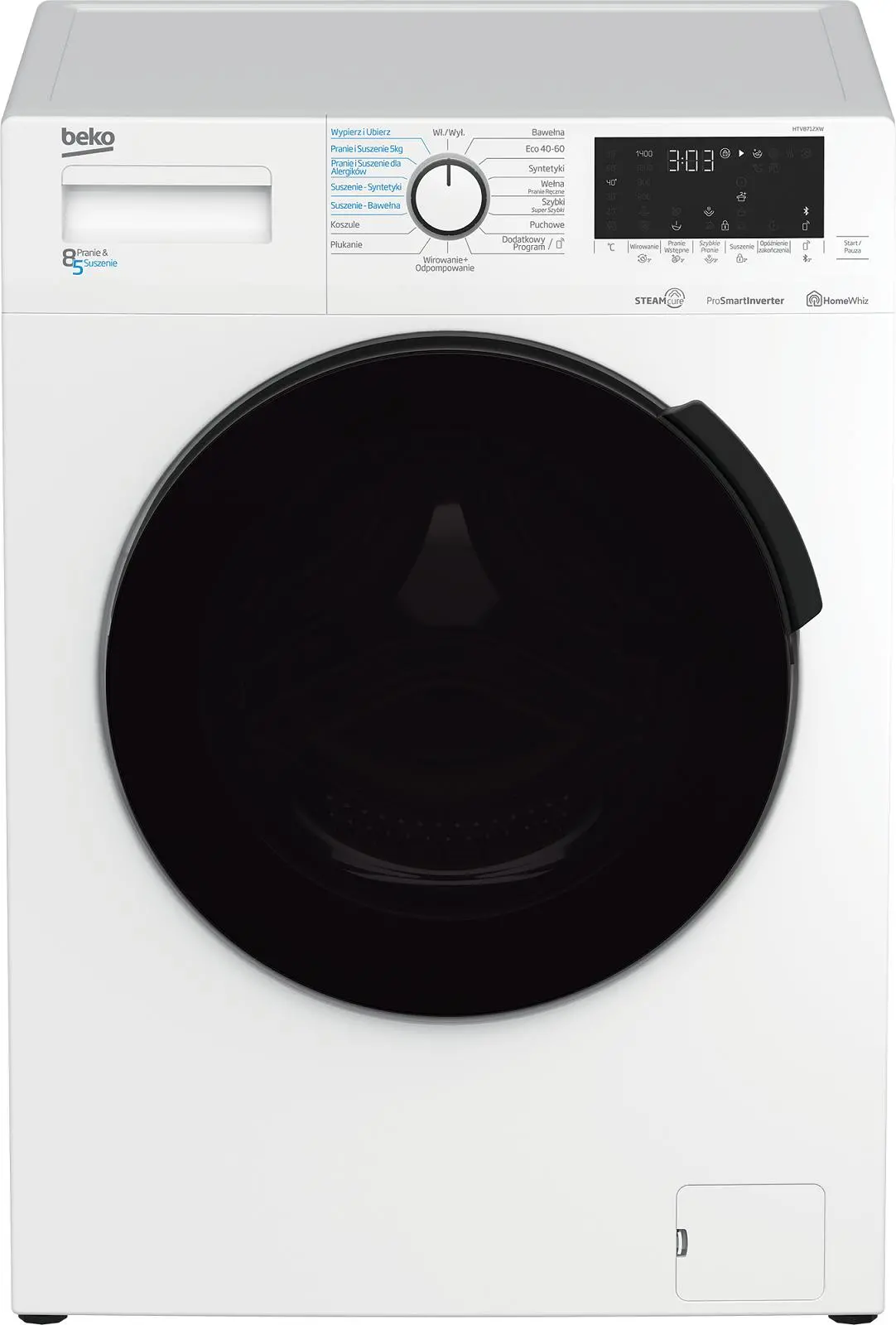 Pralko-suszarka Beko HTV8712XW SteamCure 55,9cm 8kg/5kg Zdalne sterowanie