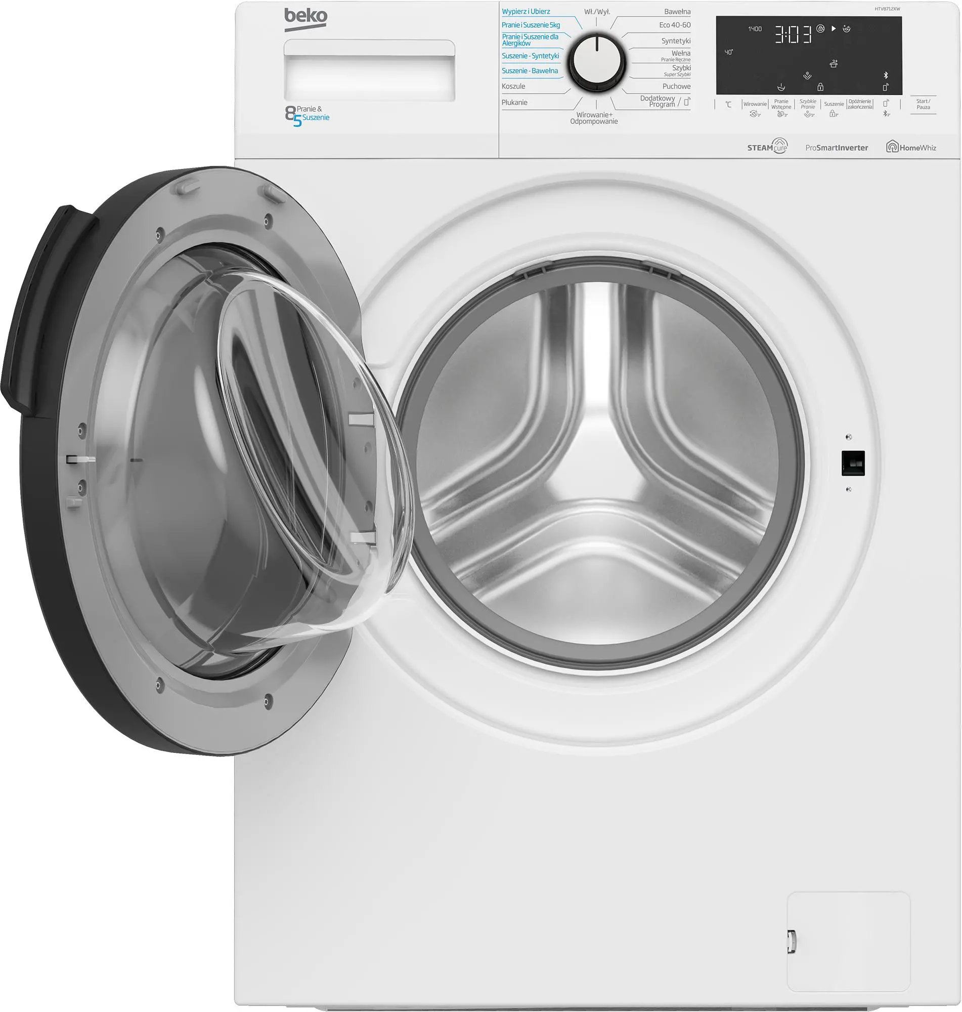 Pralko-suszarka Beko HTV8712XW SteamCure 55,9cm 8kg/5kg Zdalne sterowanie