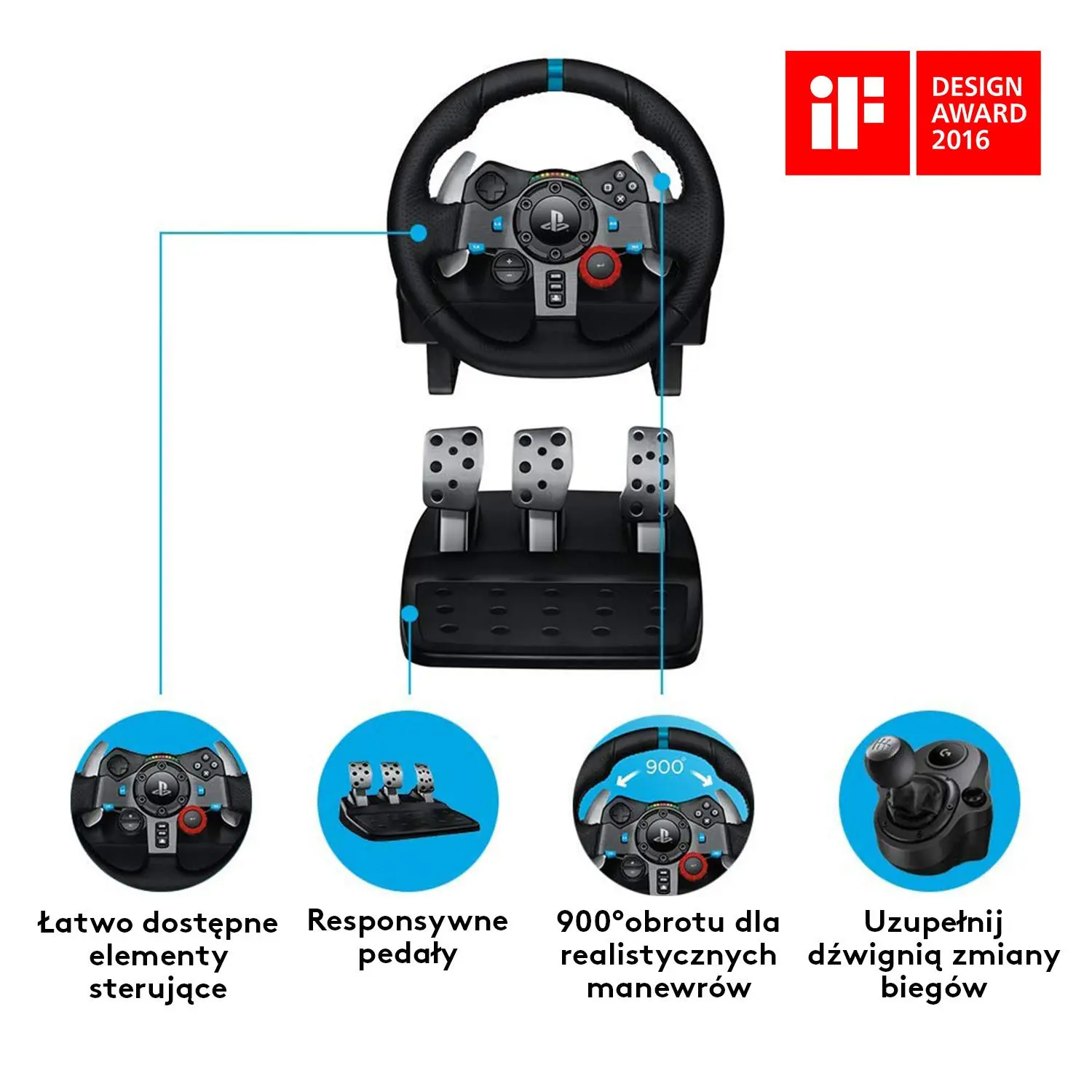 Kierownica Logitech G29 Racing Wheel z pedałami do PS5, PS4, PS3, PC Force Feedback