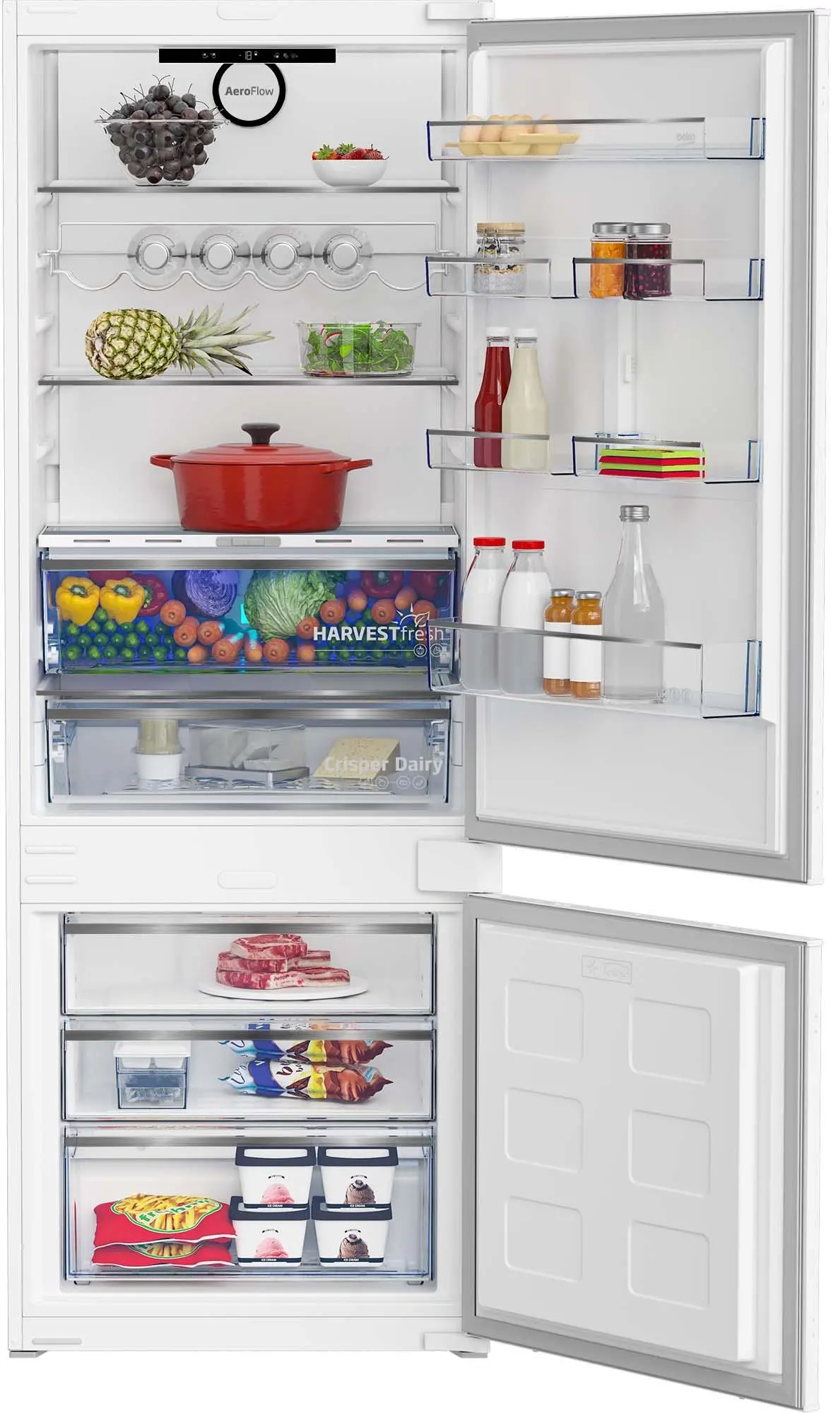 Lodówka Beko b300 BCNE400E40SN Pełny No Frost 194cm Szuflada z kontrolą wilgotności