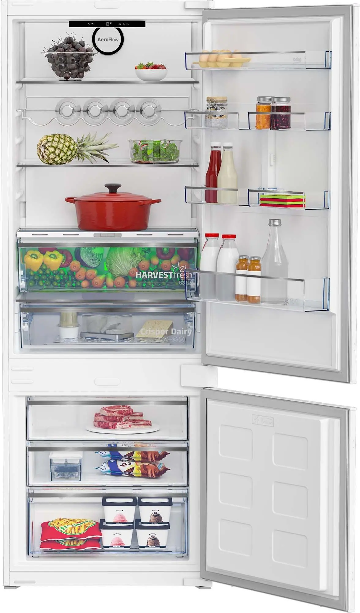 Lodówka Beko b300 BCNE400E40SN Pełny No Frost 194cm Szuflada z kontrolą wilgotności