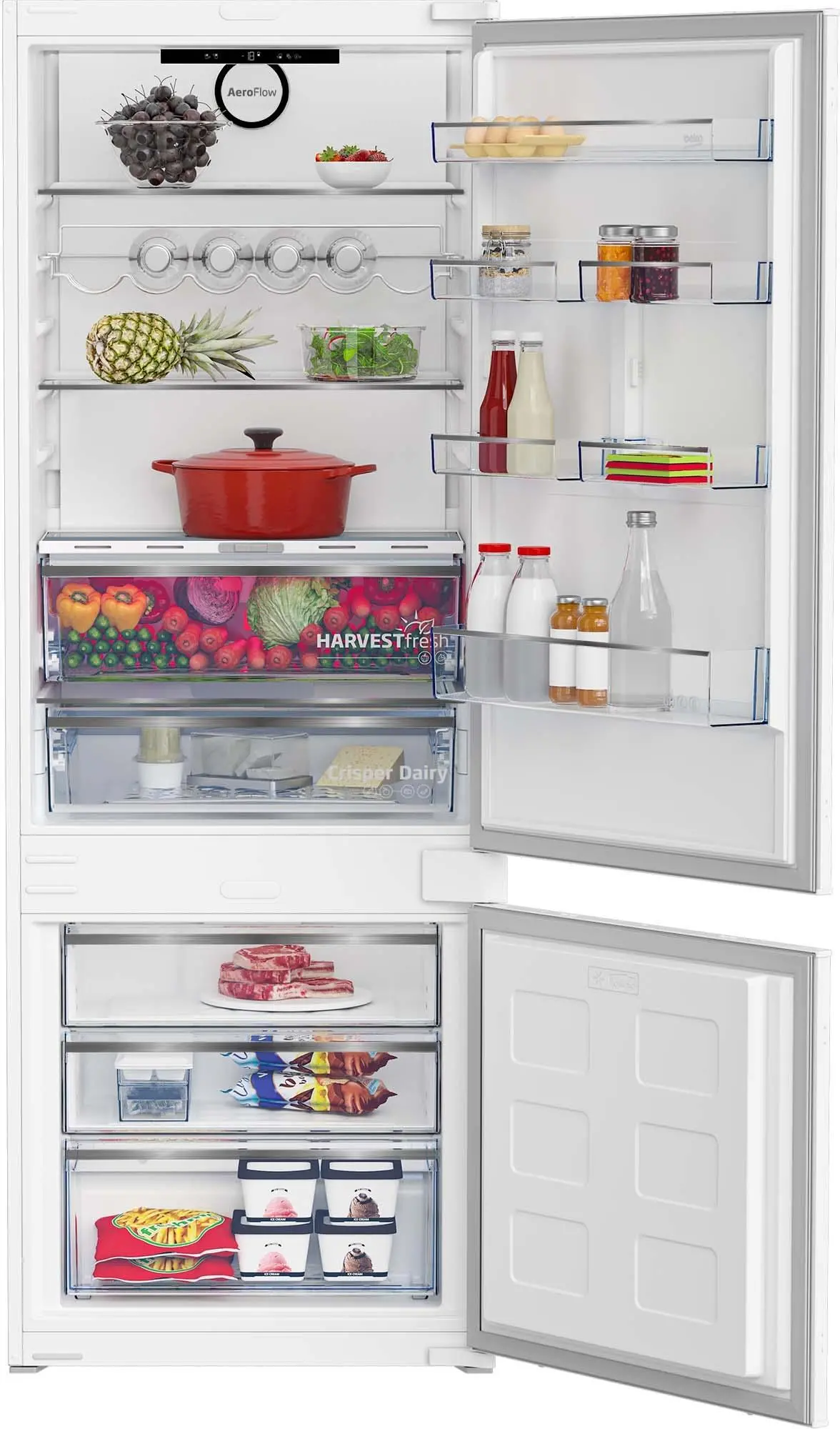 Lodówka Beko b300 BCNE400E40SN Pełny No Frost 194cm Szuflada z kontrolą wilgotności