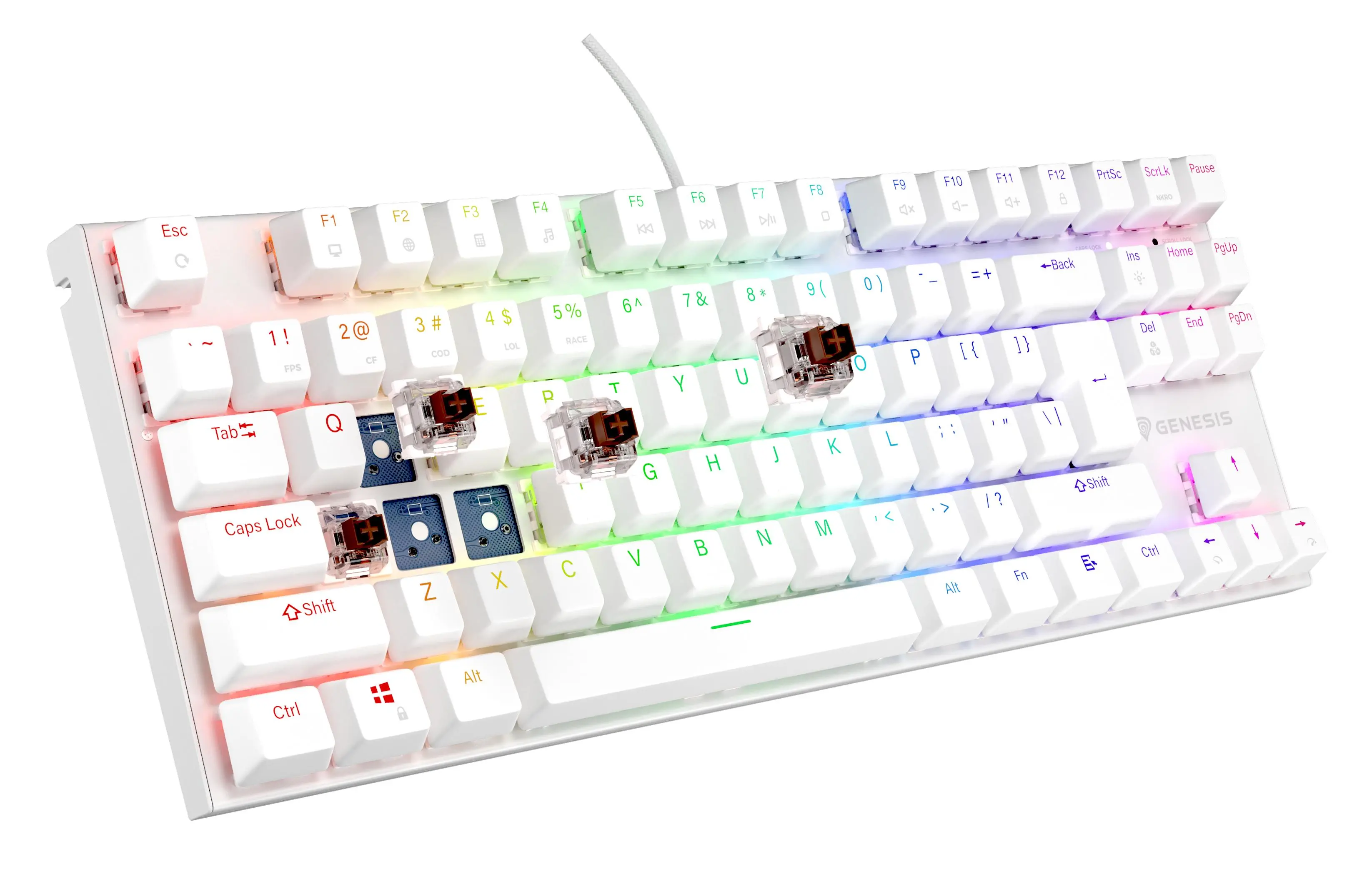 Klawiatura mechaniczna Genesis Thor 303 TKL HOT SWAP Outemu Brown Biały