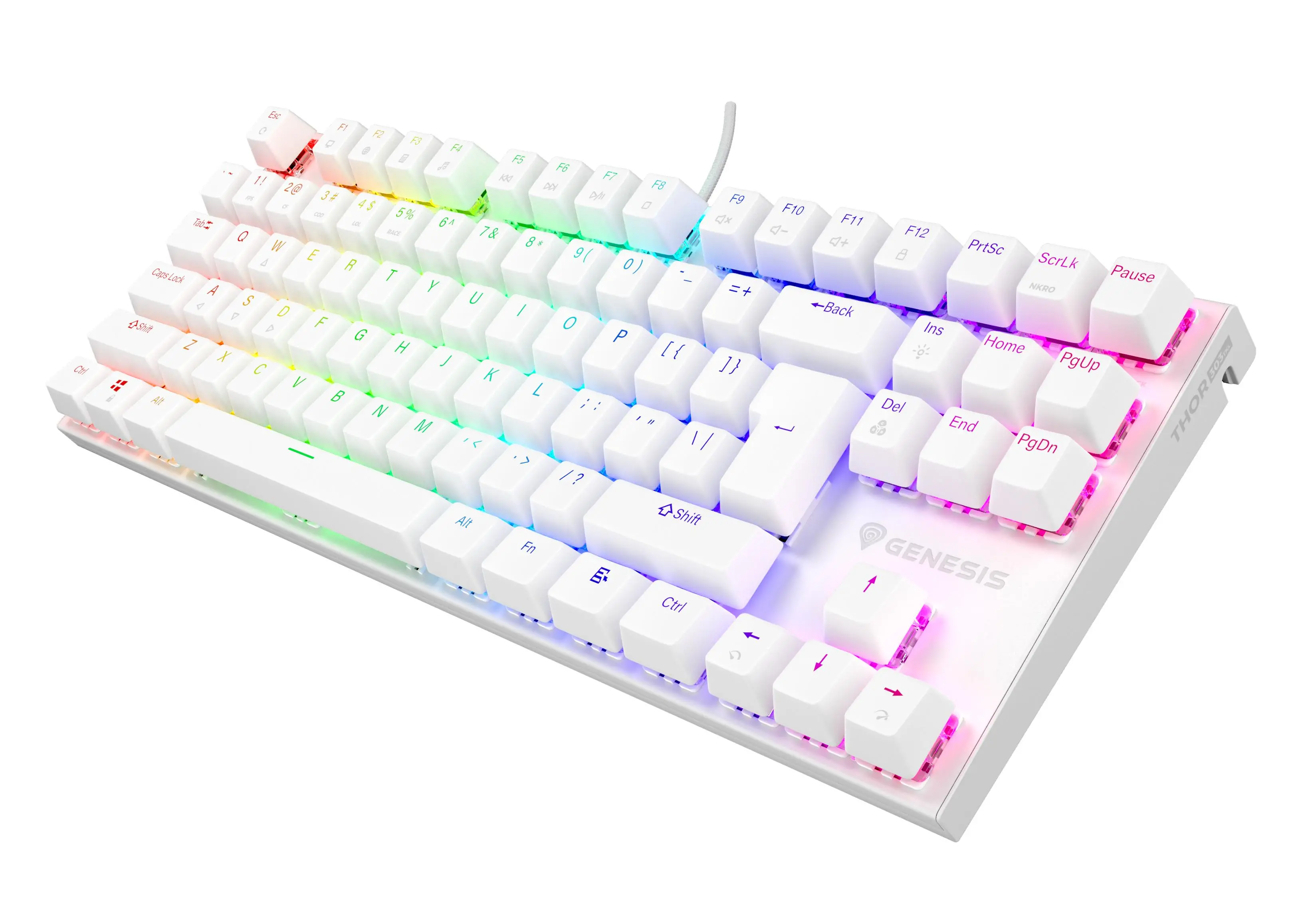 Klawiatura mechaniczna Genesis Thor 303 TKL HOT SWAP Outemu Brown Biały