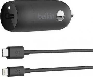 Ładowarka samochodowa Belkin 1x USB-C 3,6 A kabel Lightning 1m Czarny
