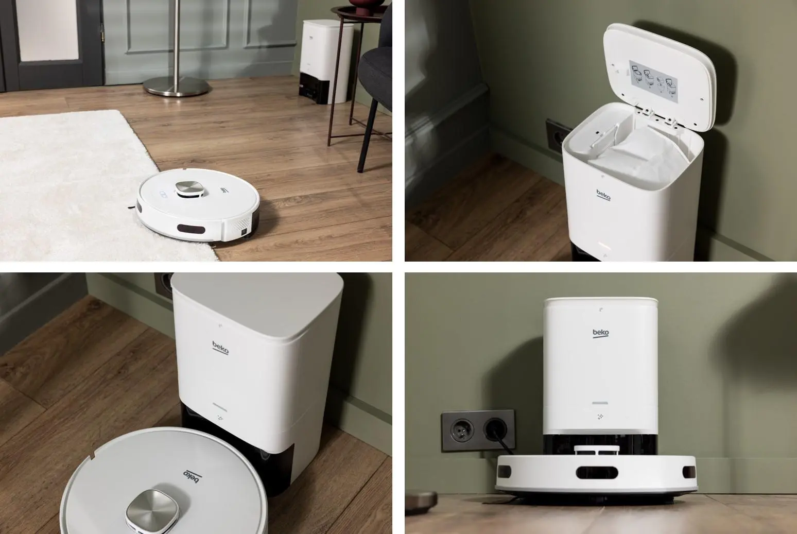 Robot sprzątający Beko RoboSmart VRR81214VW Funkcja mopowania Stacja oczyszczająca Tworzenie mapy pomieszczenia 65dB