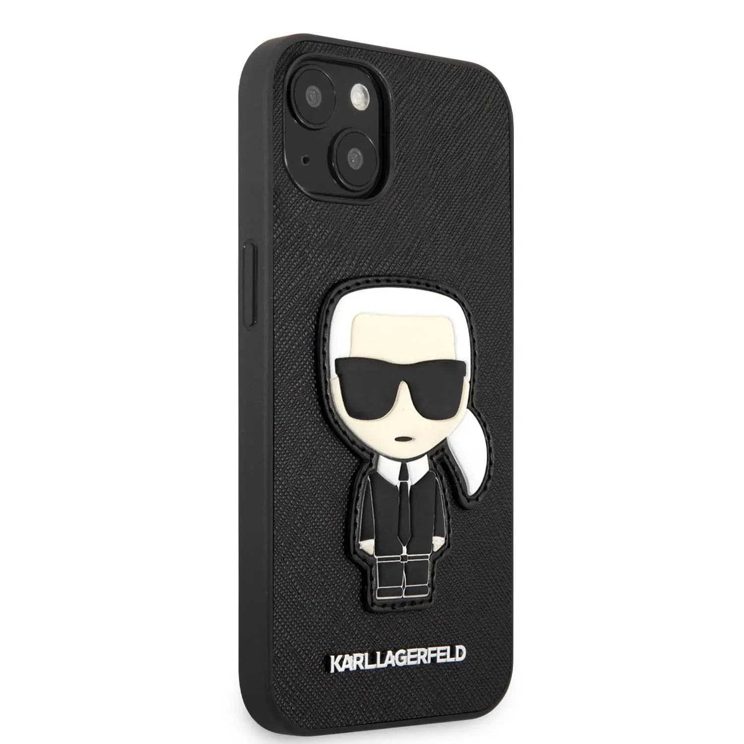 Etui Karl Lagerfeld Saffiano Ikonik Karl`s Patch KLHCP13SOKPK do iPhone 13 mini Czarny