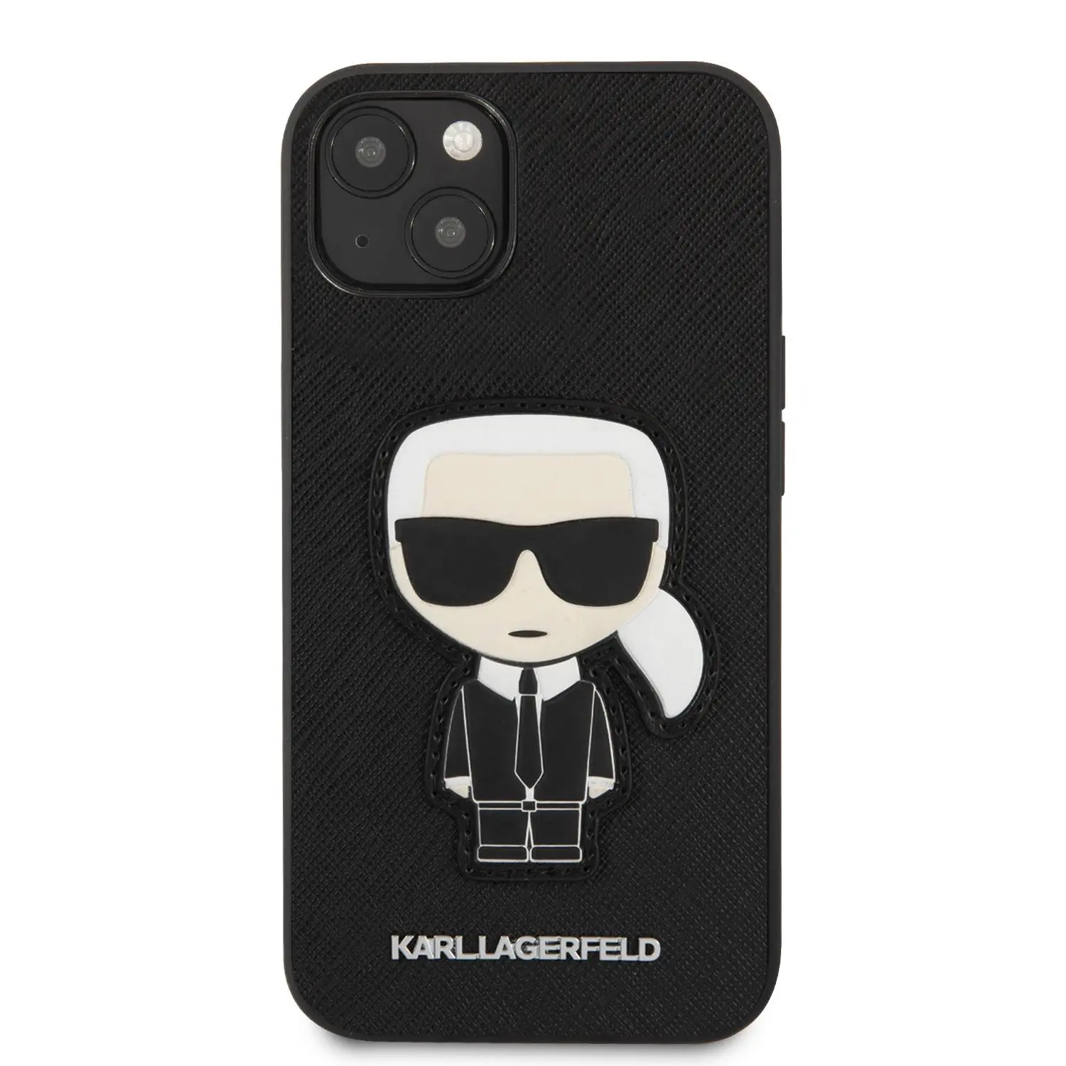 Etui Karl Lagerfeld Saffiano Ikonik Karl`s Patch KLHCP13SOKPK do iPhone 13 mini Czarny