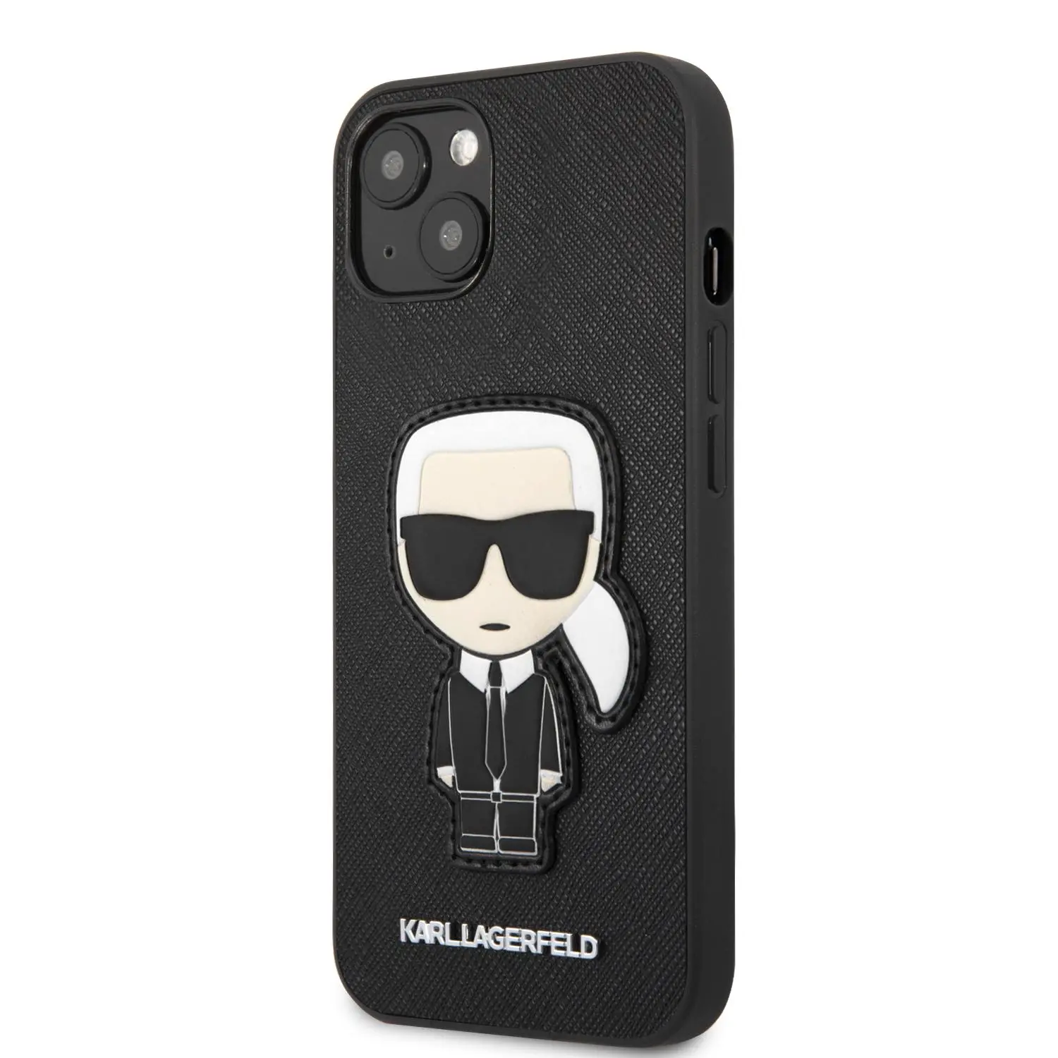 Etui Karl Lagerfeld Saffiano Ikonik Karl`s Patch KLHCP13SOKPK do iPhone 13 mini Czarny