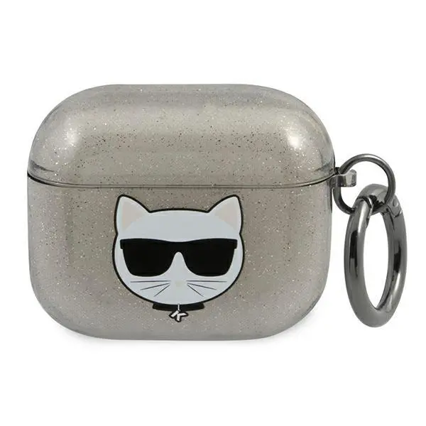 Etui na słuchawki Karl Lagerfeld KLA3UCHGK Glitter Choupette Head AirPods 3 Cover Czarny
