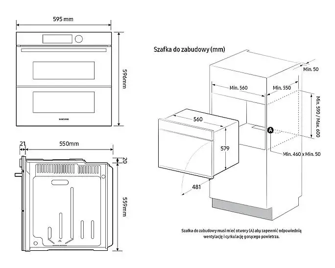 Piekarnik elektryczny parowy Samsung NV7B5785KAK Dual Cook Termoobieg AirFry Zdalne sterowanie Czarne szkło