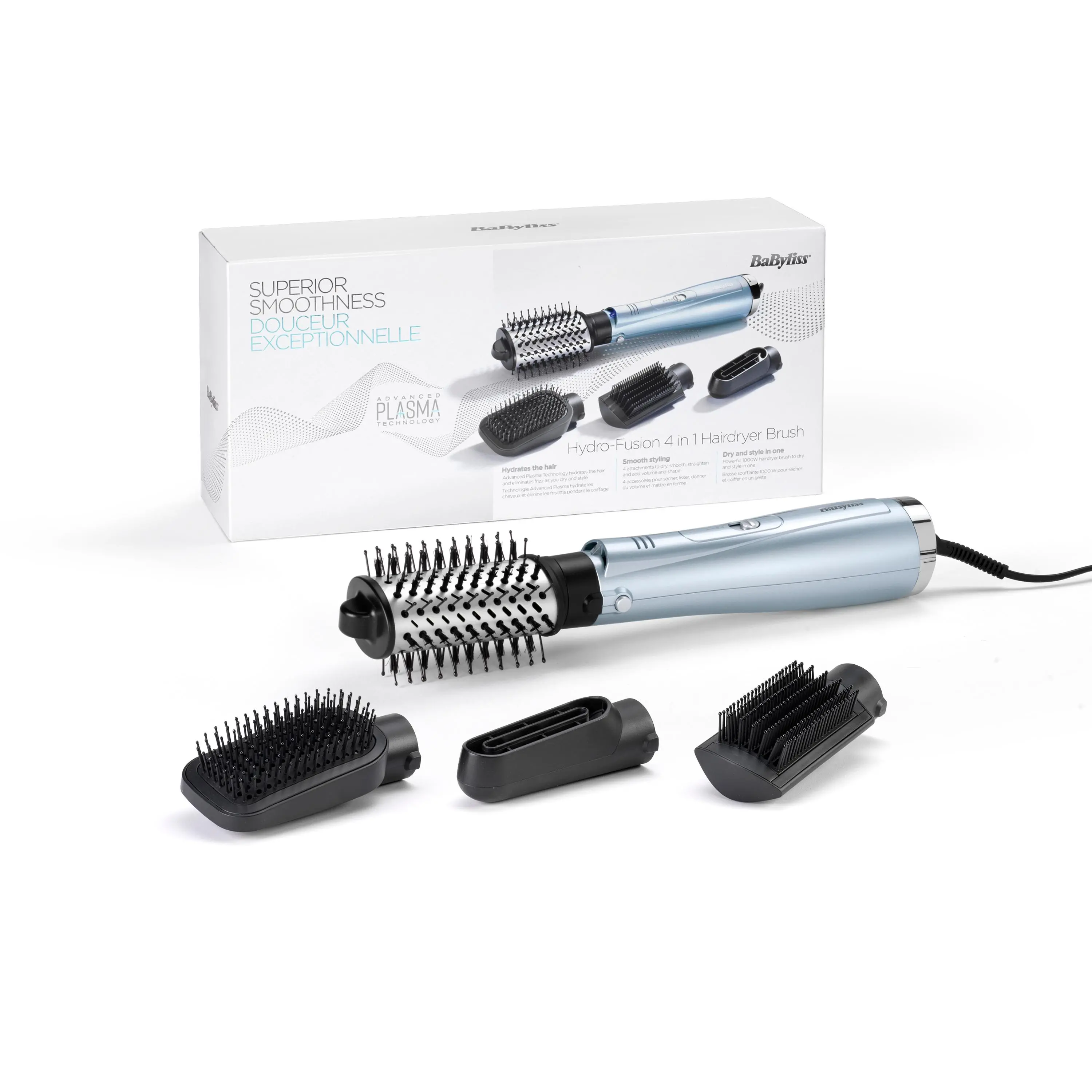 Suszarko-lokówka BaByliss Hydro Fusion AS774E 1000W Jonizacja Zimny nawiew Średnica szczotki 55mm 2 poziomy temperatury