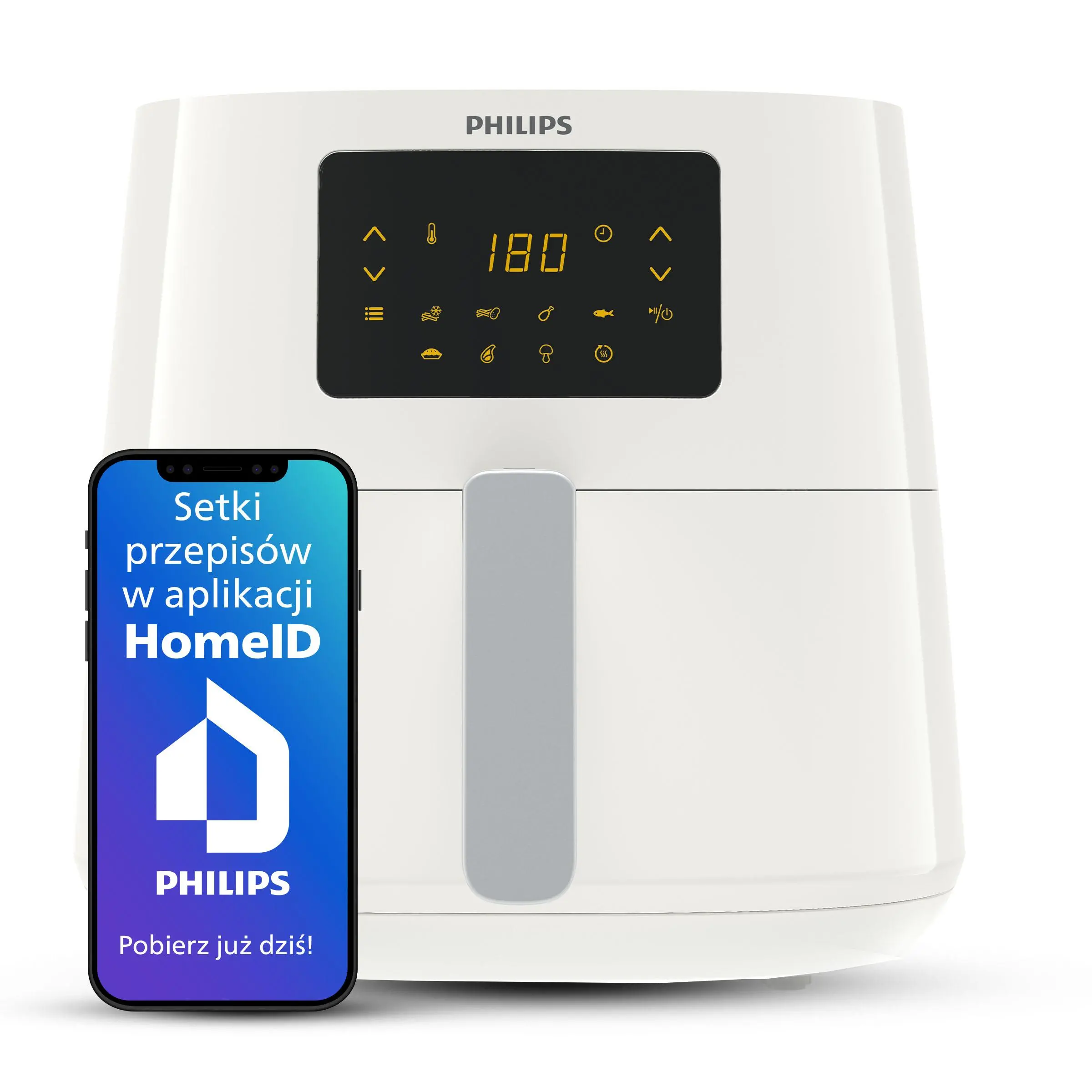Frytkownica beztłuszczowa Philips Ovi XL HD9270/00 2000W 6,2l Aplikacja mobilna
