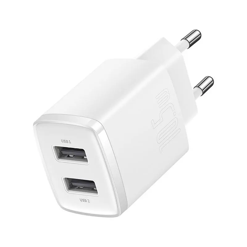 Ładowarka sieciowa Baseus CCXJ010202, 2x USB, 10.5W Biały
