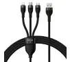 Kabel Baseus Flash Series 3w1 USB-C + micro USB + Lightning 100W 1,2m Czarny