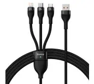 Baseus Flash Series 3w1 USB-C + micro USB + Lightning 100W 1,2m Czarny