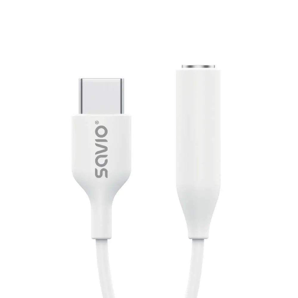 Adapter Savio AK-52 USB-C - jack 3,5mm Biały