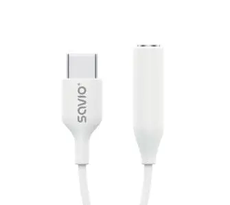 Adapter Savio AK-52 USB-C - jack 3,5mm Biały