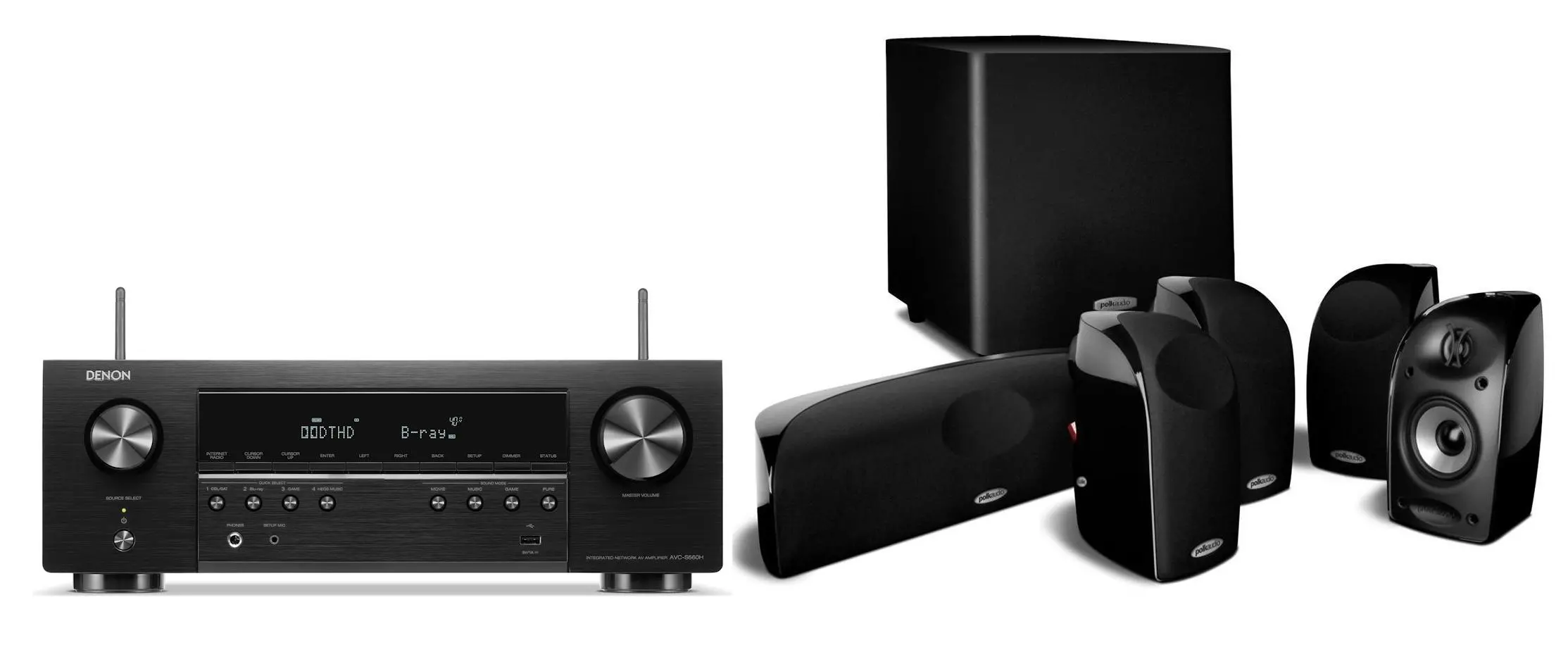 Zestaw kina Denon AVC-S660H Czarny, Polk Audio TL1600 Czarny