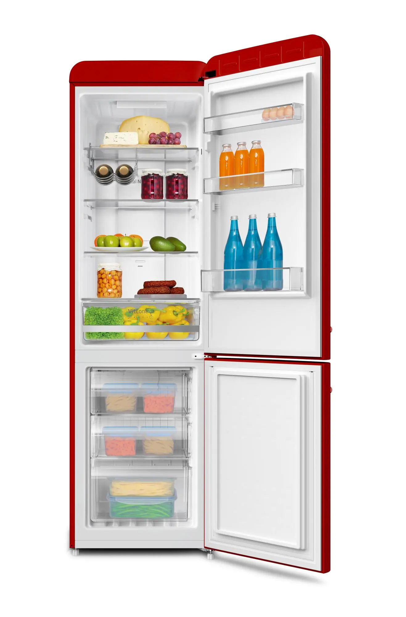 Lodówka Amica FK3495.3FRAA Pełny No Frost 186,5cm Szuflada z kontrolą wilgotności Czerwony